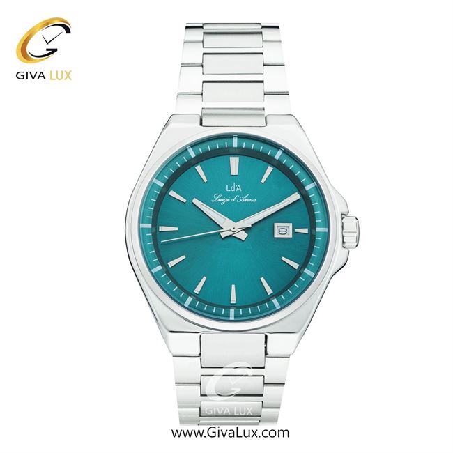 ساعت مچی اورجینال مردانه LdA نقره ای | نقره ای| سبزآبی| کد رفرنس 2500